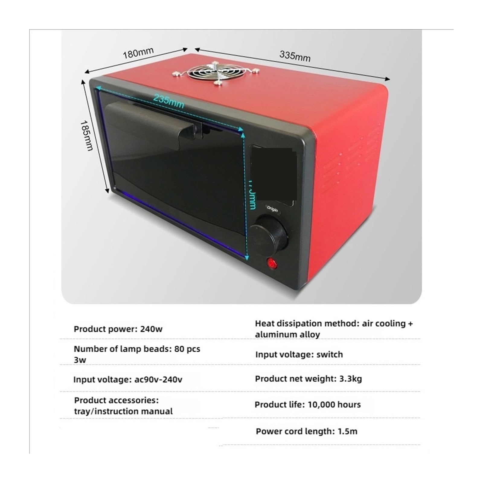 lámpara de curado UV, Caja De Curado UV, Horno Lámpara Ultravioleta 365nm, 395nm, 405nm, LED For Resina, Mantenimiento Rápido Y Flexible Pantalla Teléfono Móvil(405NM,240W Switch)
