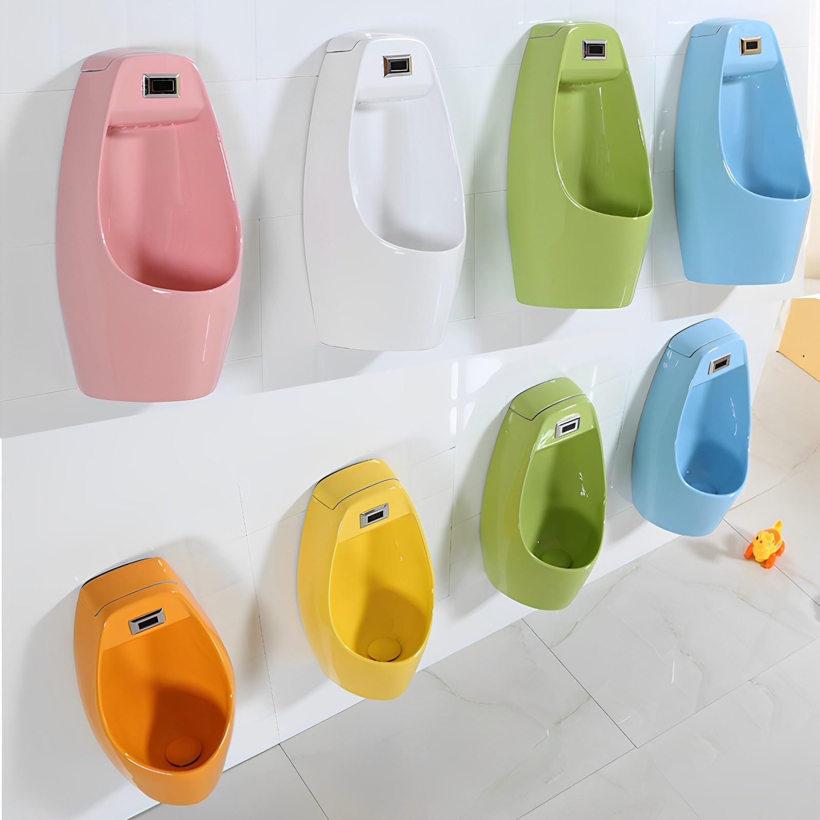 Wandurinoir dla mężczyzn, pisuar sterowany czujnikiem dla dorosłych, konstrukcja ceramiczna, ochrona przed przelewem i zachlapaniem, nadaje się do łazienek, hoteli, centrów handlowych (żółty