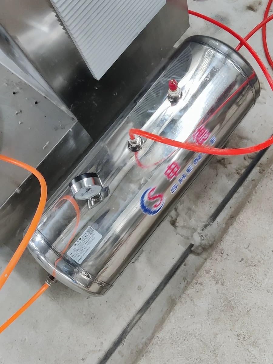 Zbiornik powietrza 304 nierdzewny, zbiornik buforowy wysokociśnieniowy 5L-50L do kompresora, 1.25MPa 5 portów z zestawem montażowym dla zastosowań przemysłowych, motoryzacyjnych i medycznych,20L