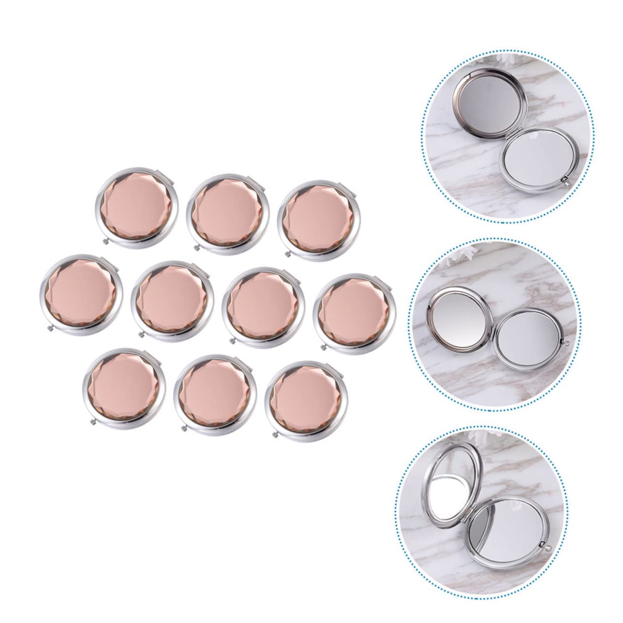 ERINGOGO 10 Pezzi Specchietto Cosmetico Portatile Bifacciale Compatto in Design e Resistente per Viaggio e Borsa