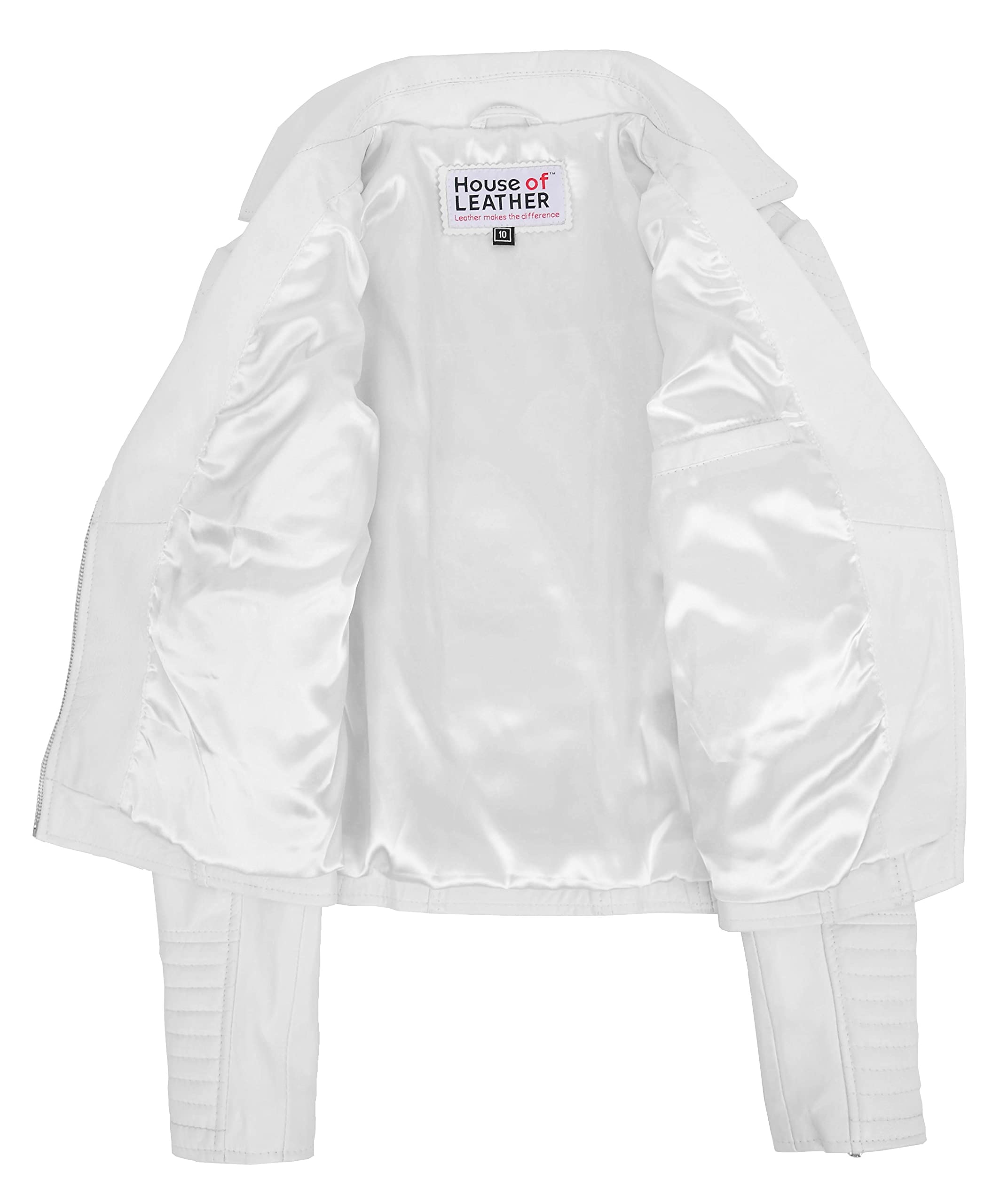 Anna Veste de motard en cuir véritable avec fermeture éclair croisée pour femme
