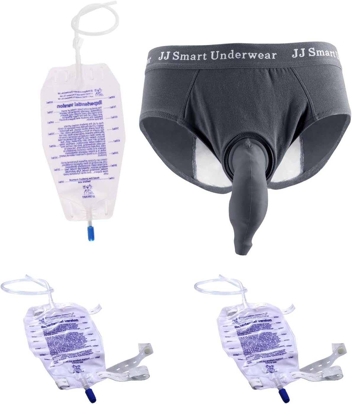 Mens Incontinence Protective Briefs – Includes 3 Urine Bags for Reliable Protection X-Small