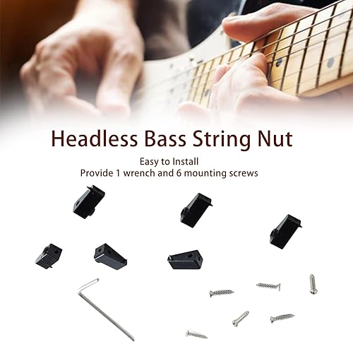 Miniatura 4 de Cerradura de cuerda de guitarra, 6 piezas de tuerca de bloqueo de cuerda de guitarra negra, resistente y firme, fijación firme, aleación de zinc con