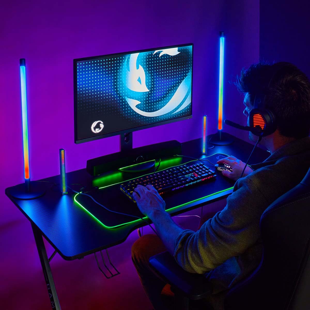 NEDIS Casque de Jeu | Tour d'oreille | Surround | USB Type-A | Rabattable Microphone | 2.10 m | LED