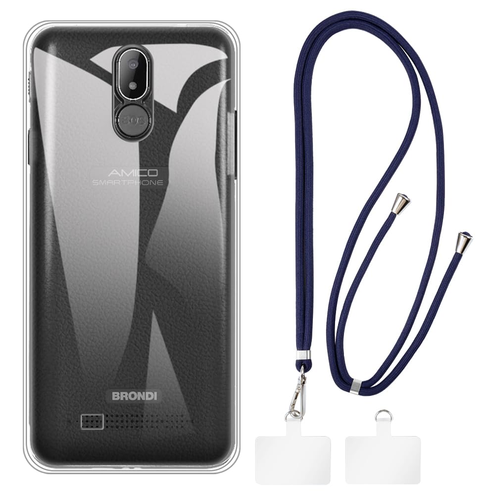 Set Completo Protezione Per Brondi Amico Smartphone S+B: Custodia TPU Antiurto + 2 Pellicole In Vetro Temperato 9H, Nero