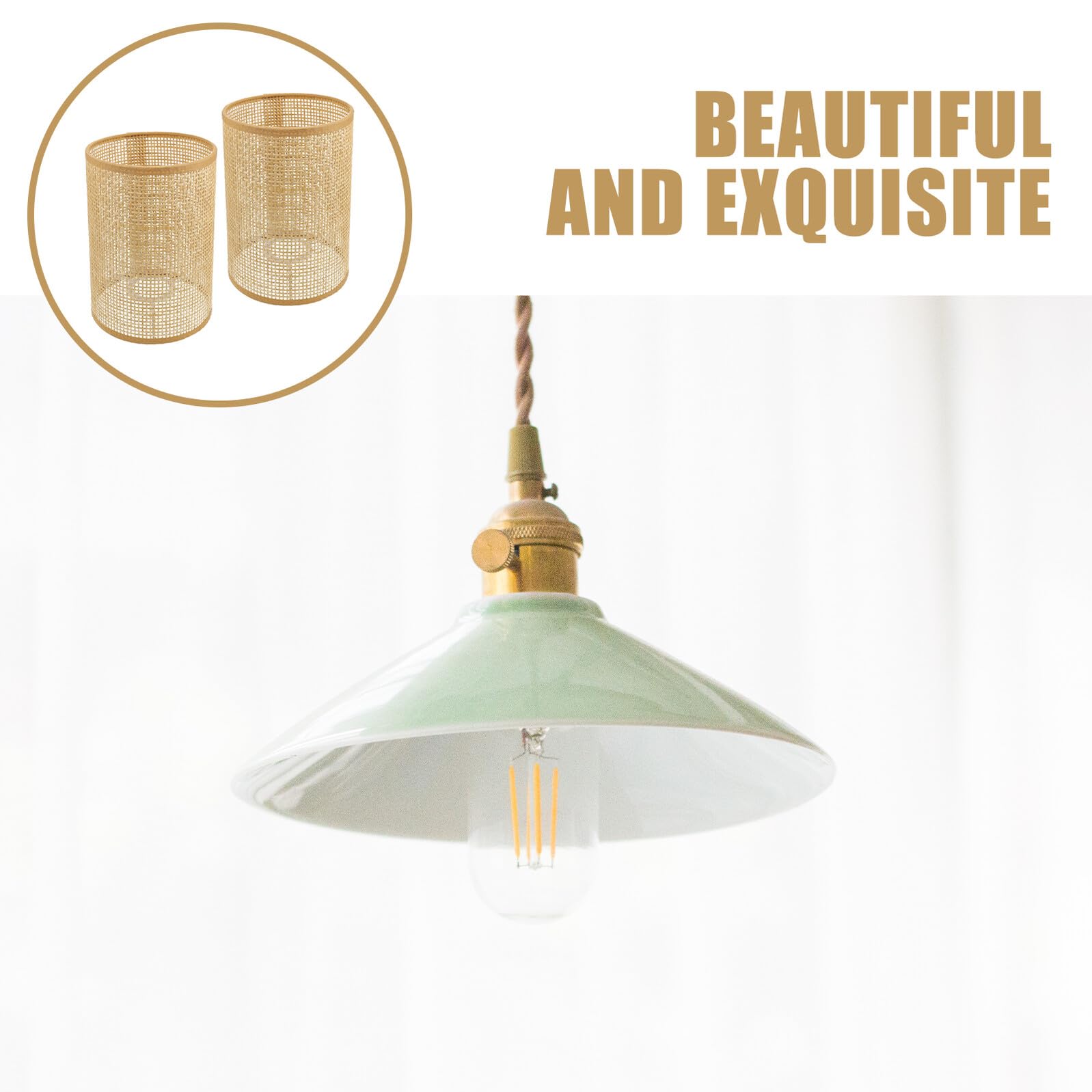 BESPORTBLE 2 pezzi Lampada Paralume in Rattan Intrecciato Coprilampada per Lampadario Sospensione Leggero e Facile da Installare per Soggiorno e Camera da Letto Versatile e Resistente