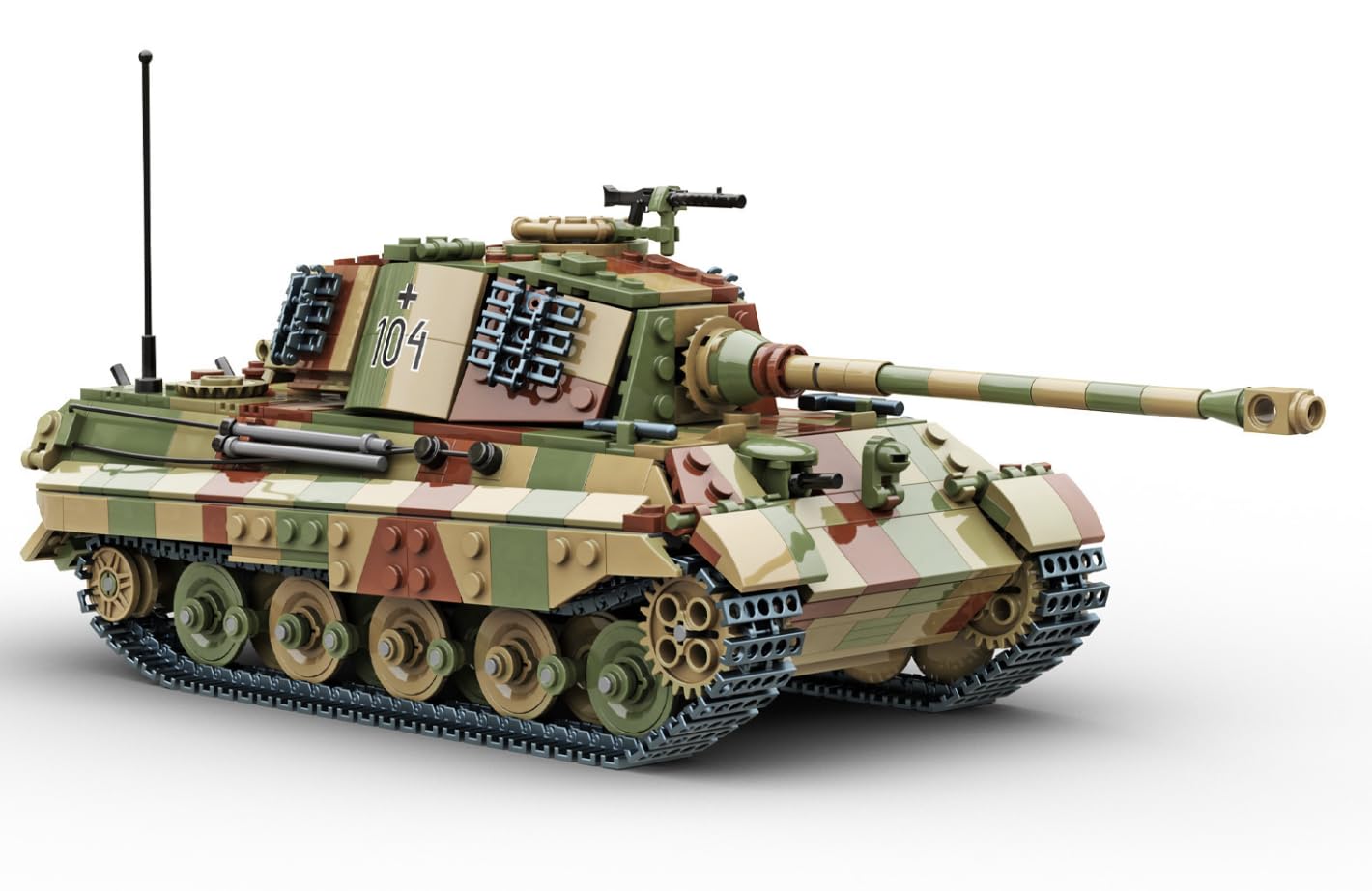 Buildarmy King Tiger II (Tiger II) WW2 Niemiecki Model Czołgu Wojskowego, Zestaw Klocków do Budowy w Kamuflażu, Kolekcjonerskie Klocki do Budowy Armii dla Dorosłych, 1145 sztuk Model do Prezentu i