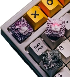 Psivika Dragon Keycap Resin Keycap OEM/R4 Height Handmade Keycap Suitable for MX Switch, Delicate Hand Engraved Resin Key Caps for Mechanical Keyboards,One Keycap Only (Grey)