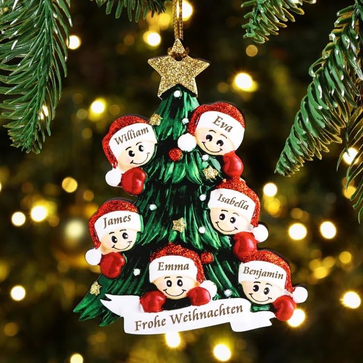 Personalisierter Weihnachtsbaumanhänger Mit 2-8 Namen...