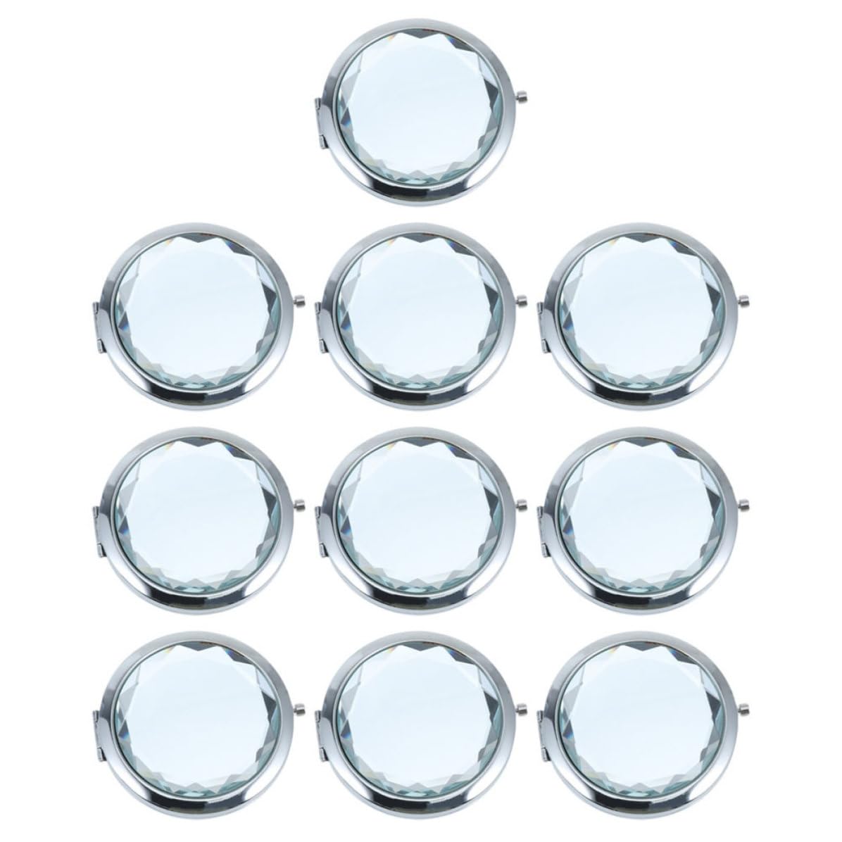SOLUSTRE Miroir Cosmétique de Poche Double Face en Métal et Verre, Pliable et Léger, Lot de 10 Pièces, pour Voyage et École