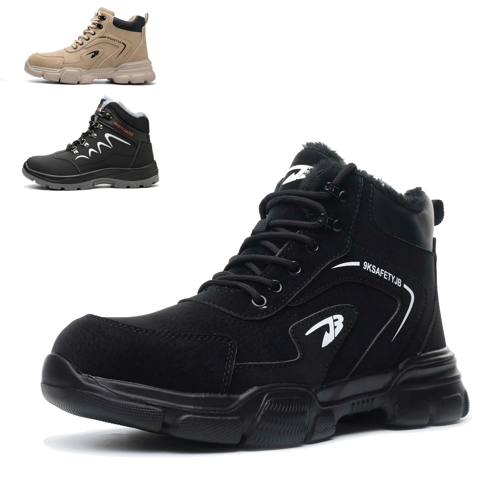 Zapatos de Seguridad de Invierno Impermeables Zapatos de Trabajo para Hombre Mujer Botas de Seguridad Ligeros Antideslizantes con Forro Cálido Punteras de Acero