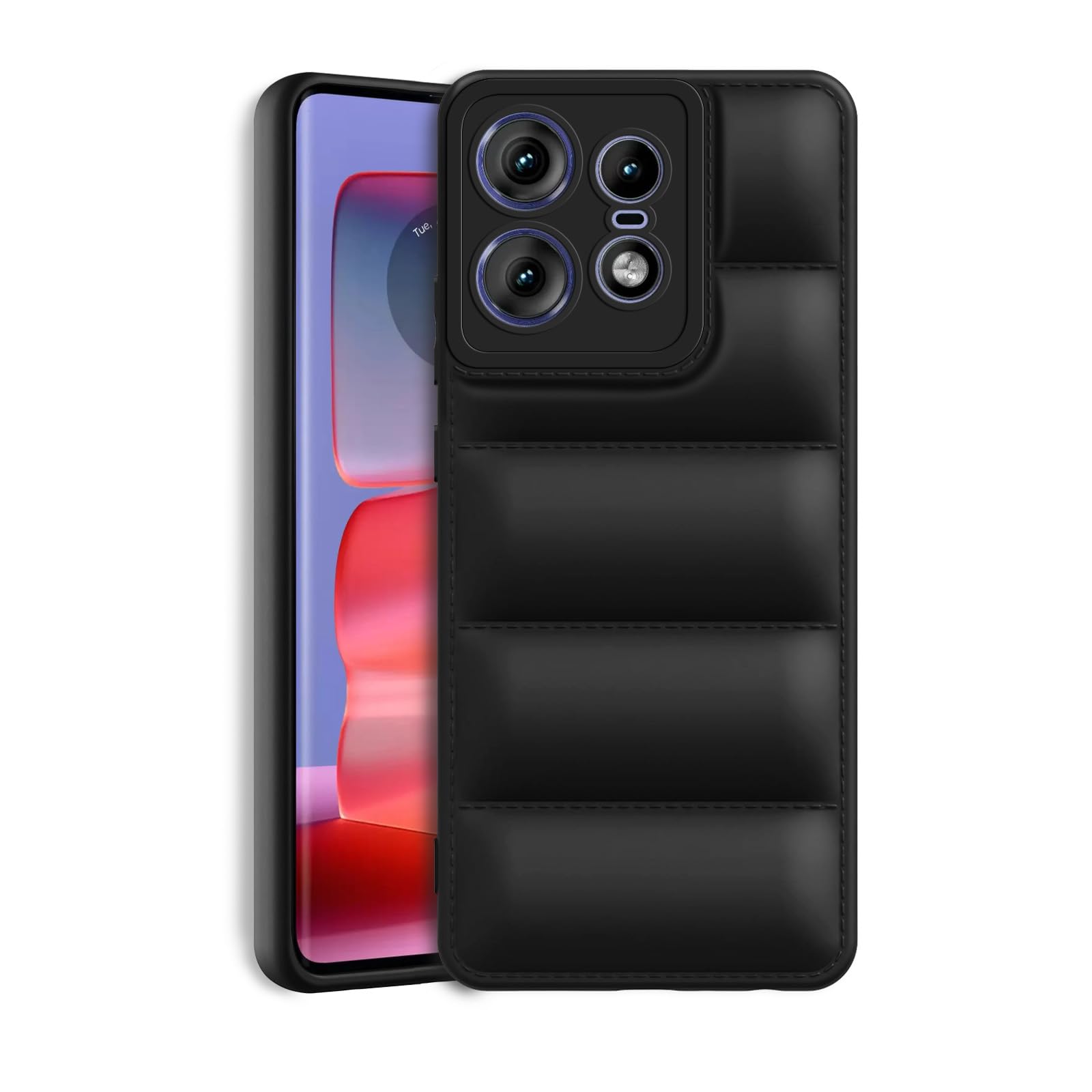 Plus Puffer Case Camera Protection Soft Back Cover for Motorola Moto Edge 50 Pro - Black (B0DHL73T98) Amazon Price History, Amazon Price Tracker