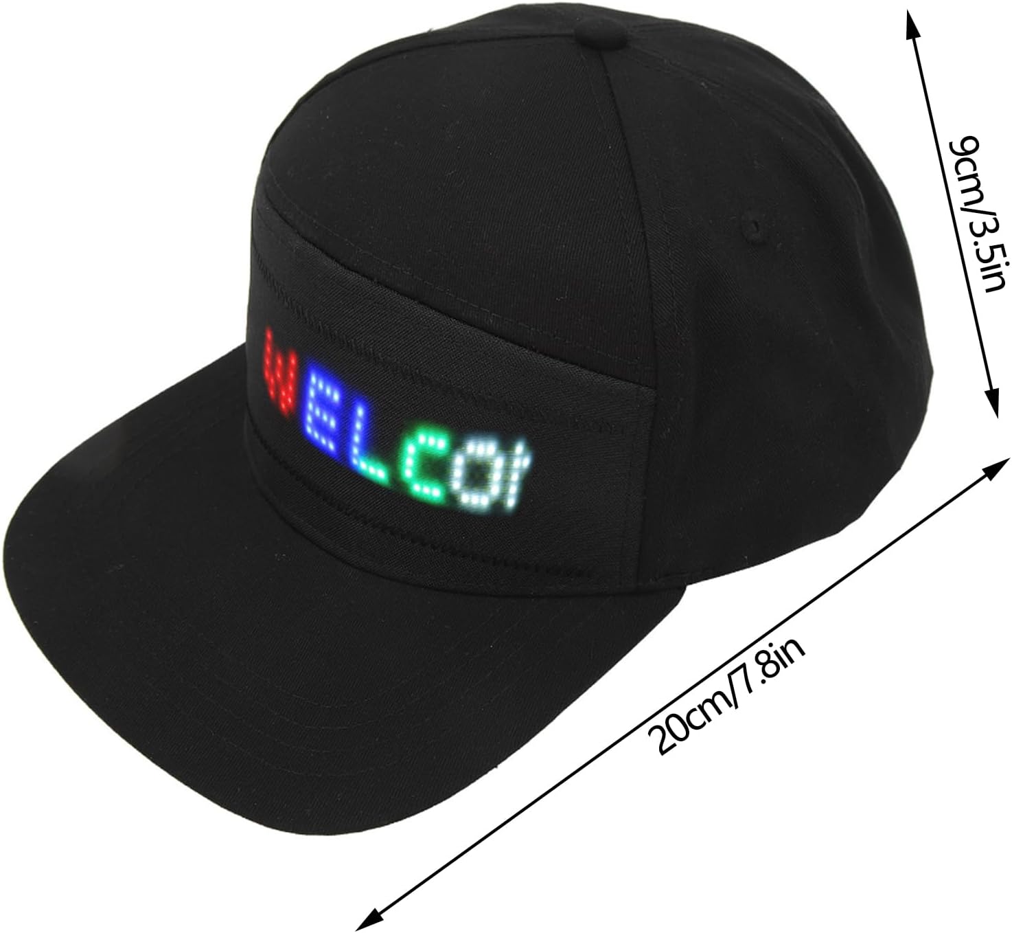LED Smart Hat, Stylish Detachable Display APP Editable LED Smart for Outdoor Concerts (Black)