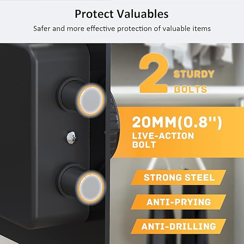 Miniatura 5 de Caja de seguridad  Anclaje de pared, caja de dinero, aleación de acero, caja de bloqueo de teclado digital segura ignífuga para el hogar, hotel,