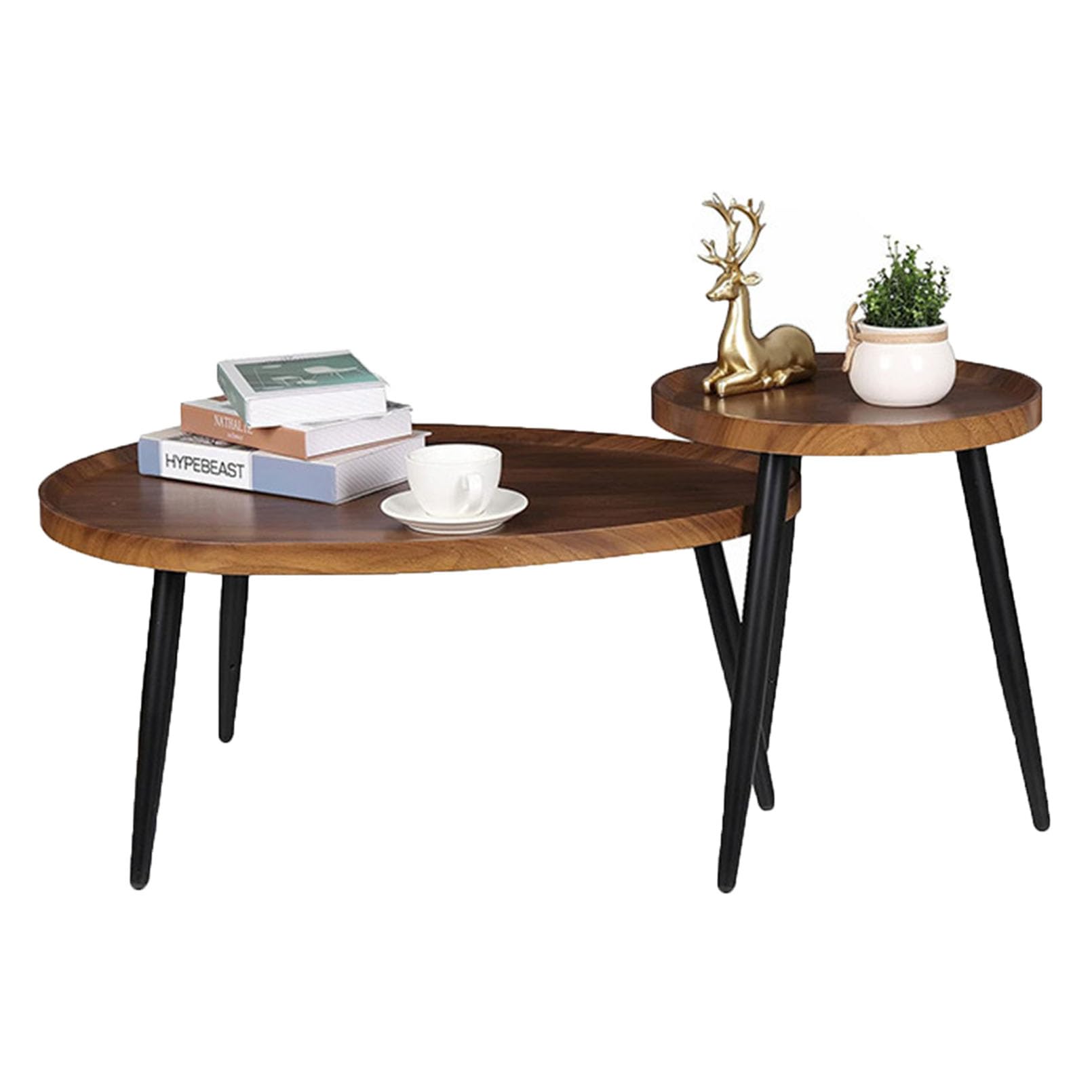 Table Basse Lot de 2 Gain de Place pour Salon et Bout de Canapé Modulable