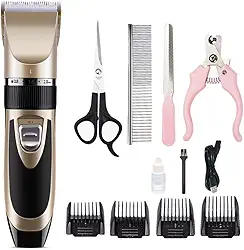 JIANW Máquina Tosador Aparador Pelos Pet Cães Gatos Recarregável Lâminas Precisas e Altura Ajustável - Maquininha de Tosar 110V/220V com Acessórios Premium