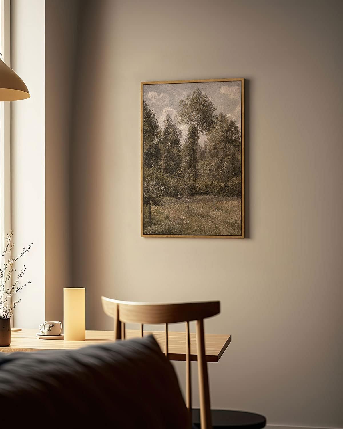InSimSea Framed Canvas Prints Art Vintage Decor, Room Decor Large Artwork for Wall Poplars, Éragny Vintage Painting Prints Office Kitchen Bathroom Decoration, 16"x24" Poplars 24"L x 16"W