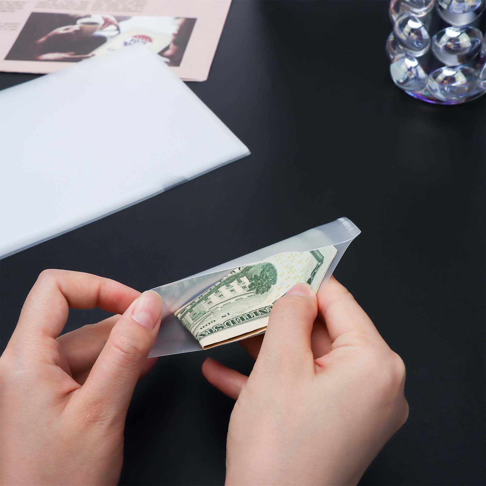 NatSumeBasics 12pcs Zipless Cash Envelopes A7 Binder Pockets Frost PP Planner Inserts Sheet Protectors for 6 Ring Binders Organizer Accessories (A7) - Image 4
