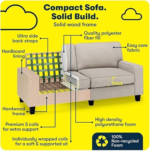 Miniatura 6 de pemberly fila 73" en de sofá de lino arena de sílice