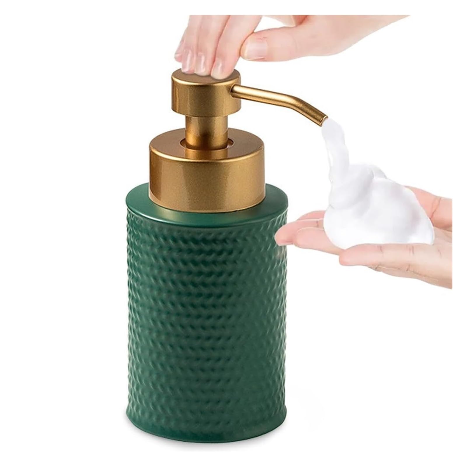 Empty Barthroom and Dish Foam Soap Dispenser for Bathroom Decor for Counter(Dark Green)