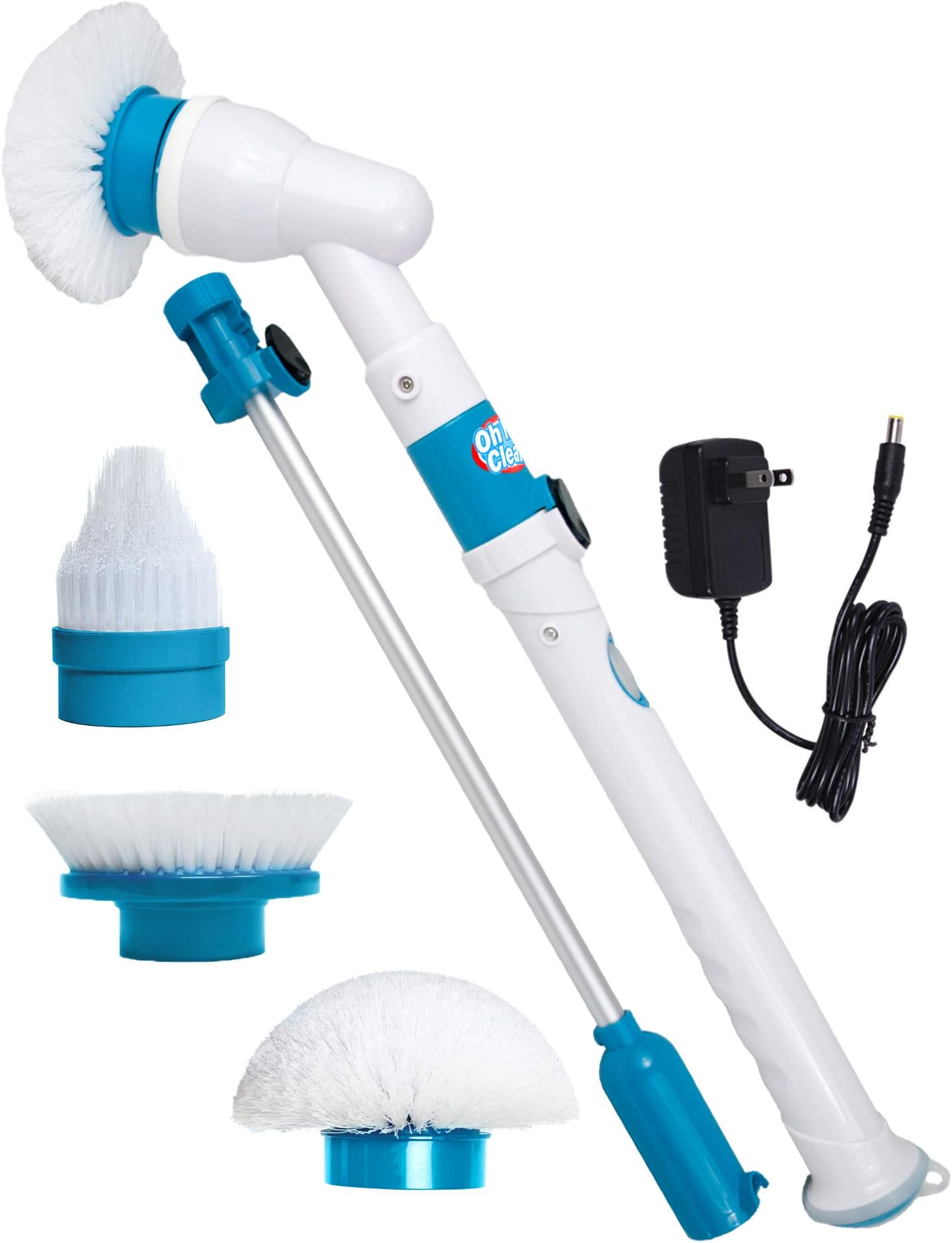 Power Spin Scrubber Cleaning Brush - Upgraded Deluxe Electric Scrubber with 3 Brush Heads, Extension Pole, Rechargeable Battery - Turbo Cordless Handheld Bathroom, Floor, Tile, Shower, Bathtub Cleaner