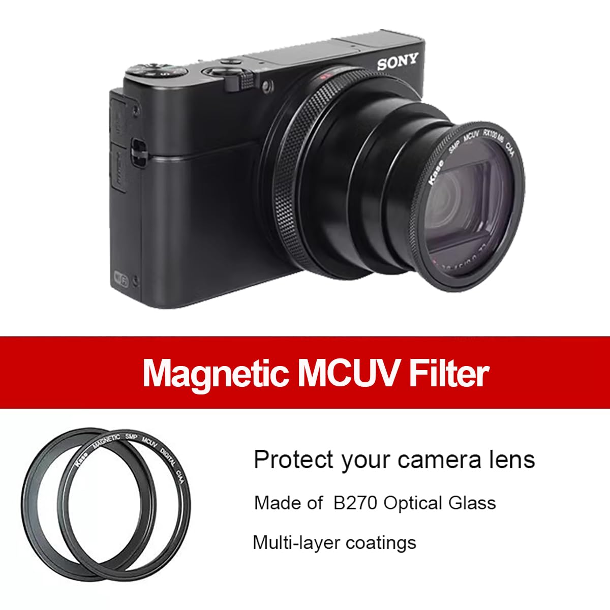 KASE Wolverine - Kit filtro magnetico UV/CPL/ND64 per Sony ZV-1, RX100 Series/Ricoh GR II III, filtro polarizzatore ND a densità neutra per accessori per fotocamere ZV1 RX100 VII VI V III II