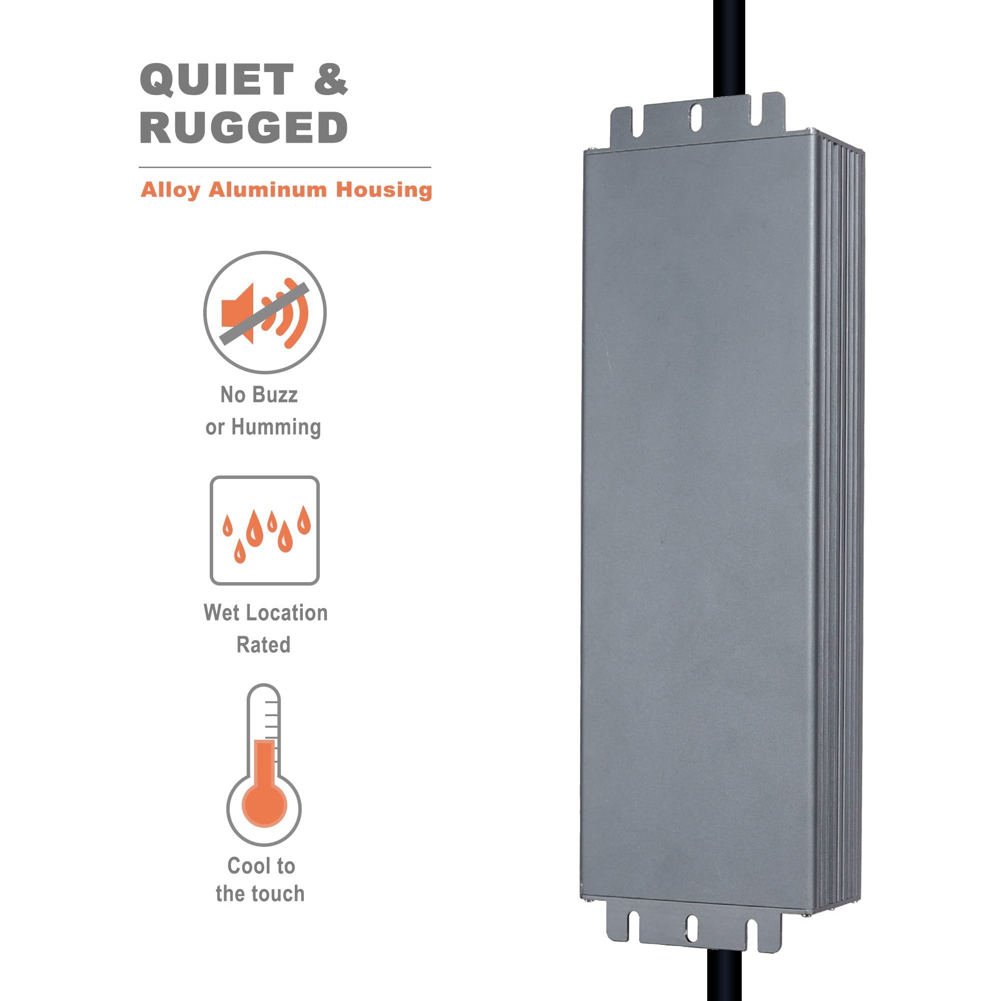 GINRANS 300W IP67 Waterproof LED Power Supply, Universal Input AC100-130VAC with Plug, 12V DC 25.0A Max. Constant Voltage Output LED Transformer Driver for Outdoor LED Lights