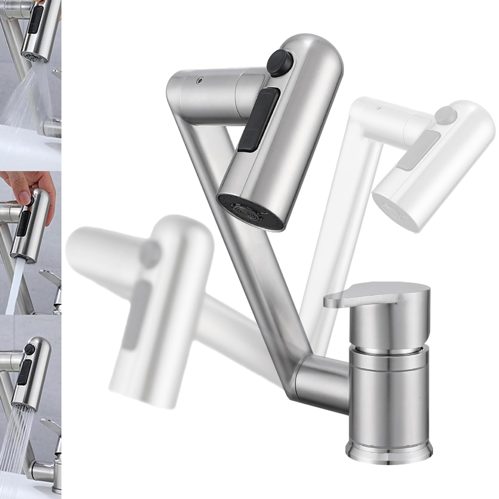 Mitigeur sous fenêtre acier inoxydable 304 argent brossé pliable à 360