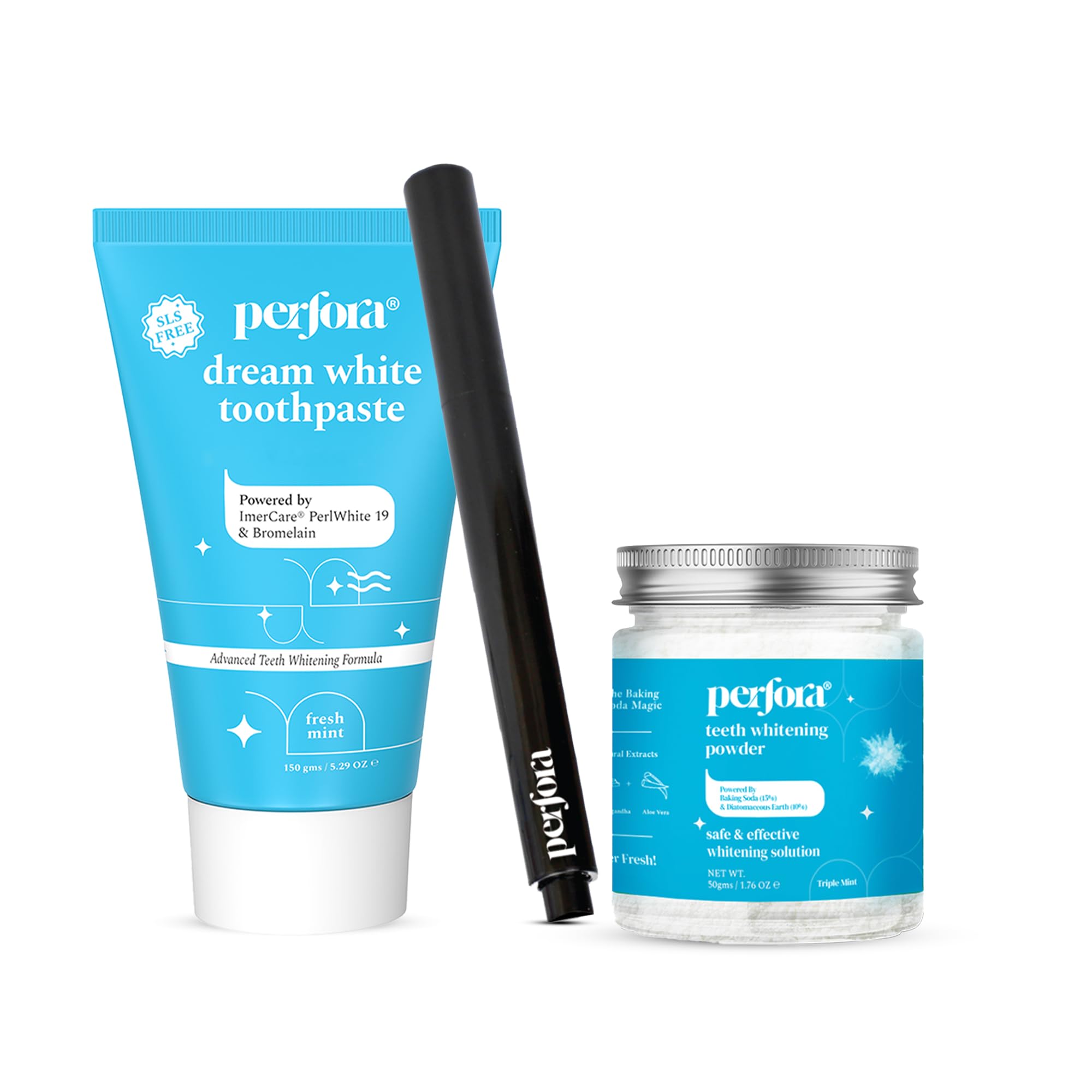 Perfora Teeth Whitening Routine (Pack of 3) | Whitening Toothpaste | Teeth Whitening Pen | Teeth Whitening Powder | Teeth Whitening Products Kit | Stain Removal | Whiter Teeth | SLS Free | Made Safe Certified (B0BRV3GWD5) Amazon Price History, Amazon Price Tracker