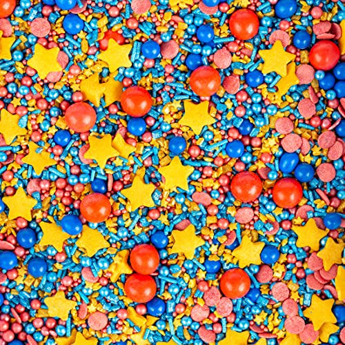 Super Streusel Superheld (90g) | Zuckerstreusel für Kuchen Kekse Torte uvm. | Alle Zutaten aus der EU | Streuselmix aus Hamburg bekannt aus TV & Print | Ohne AZO-Farbstoffe (90g)