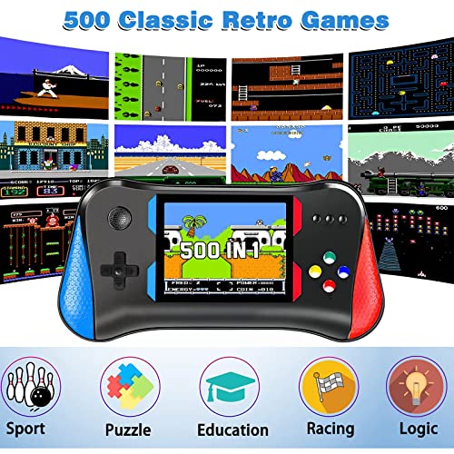 Handheld Game Console For Kids Adults, 3.5'' Lcd Screen Retro Handheld Video Game Console, Preloaded 500 Classic Retro Video Games With Rechargeable Battery, Support 2 Players And Tv Connection #TOP6