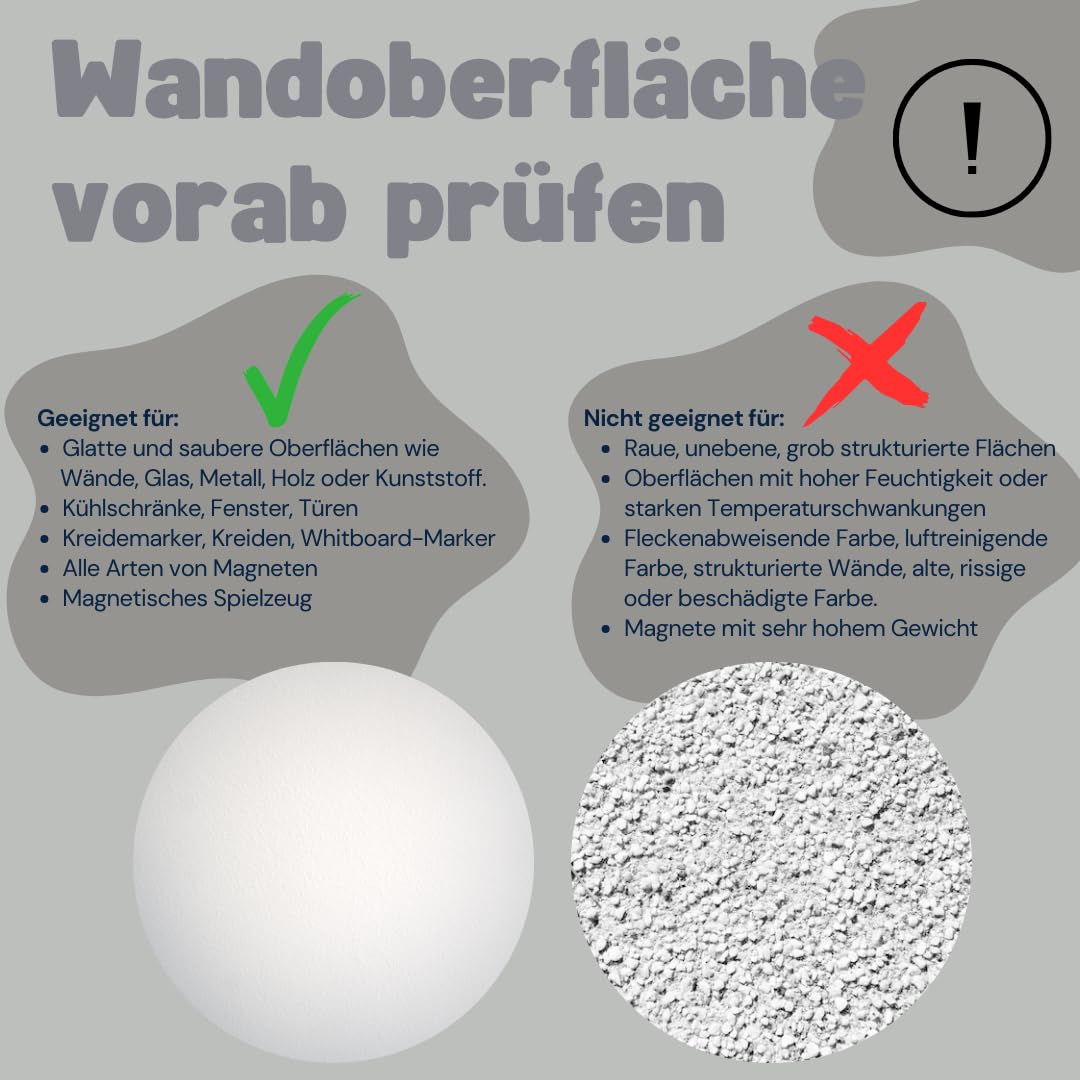 Lukada Magnetfolie | Magnetisch Selbstklebende Tafelfolie | 80 x 100cm rund Bogen Wand | Beschreibbar & Abwischbar Kreidefolie | Magnettafel Kind für Magnete | Magnetwand Kinderzimmer (Grau)