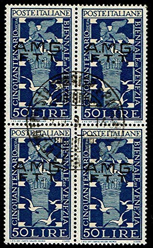 1949 Trieste A SAS.38 Biennale di Venezia Quartina annullata