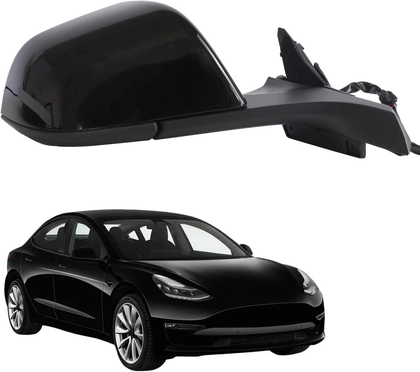 Marretoo side mirror replacement for Tesla Model 3 2017 2018 2019 2020 2021 2022 2023 Assembly Passenger Side for Tesla Model 3 Accessories 51167177128 BLACK (RH) 13 Pin BLACK Passenger Side(RH)