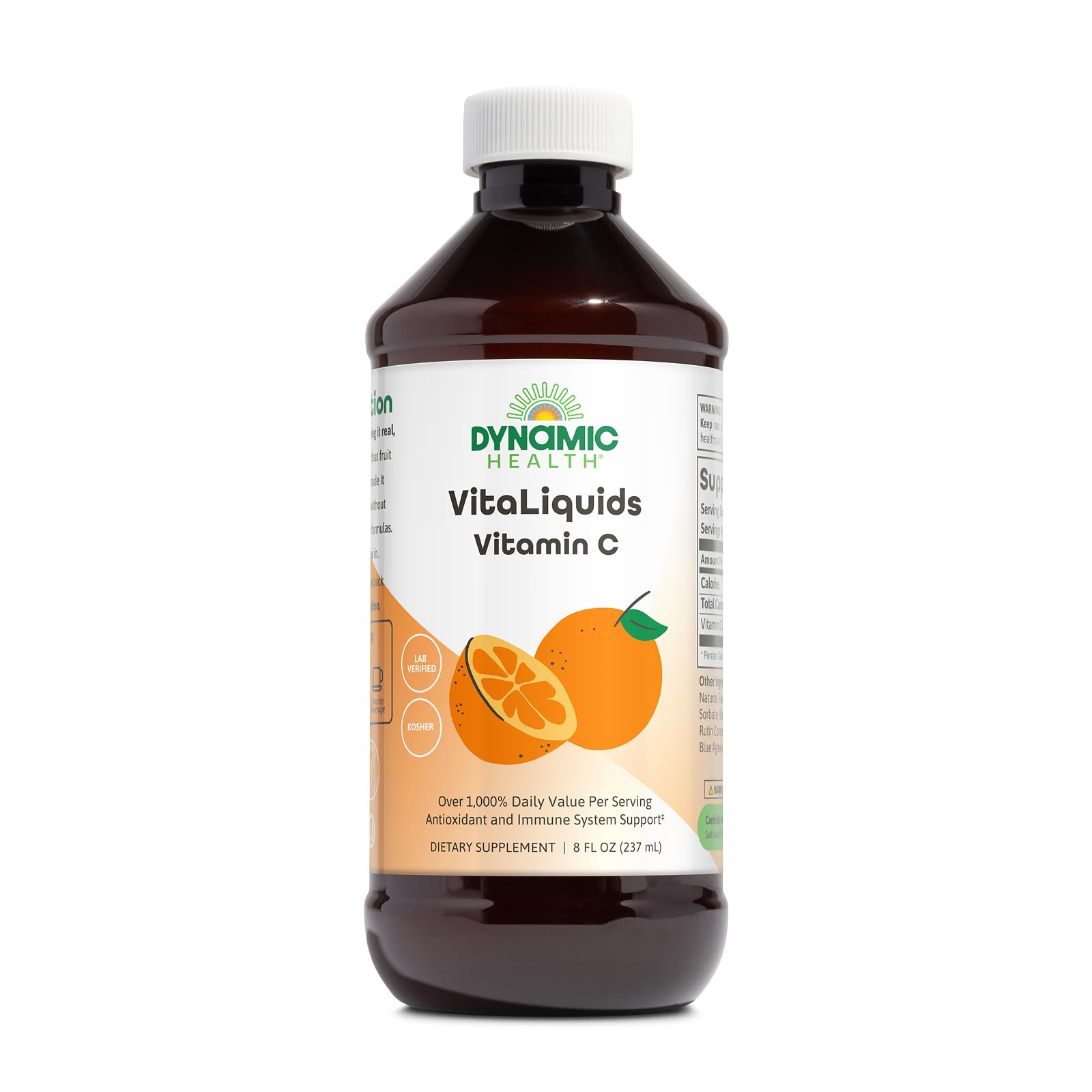 Dynamic Health Liquid Vitamin C Natural Citrus, 8 fl oz Orange 8 Fl Oz (Pack of 1)