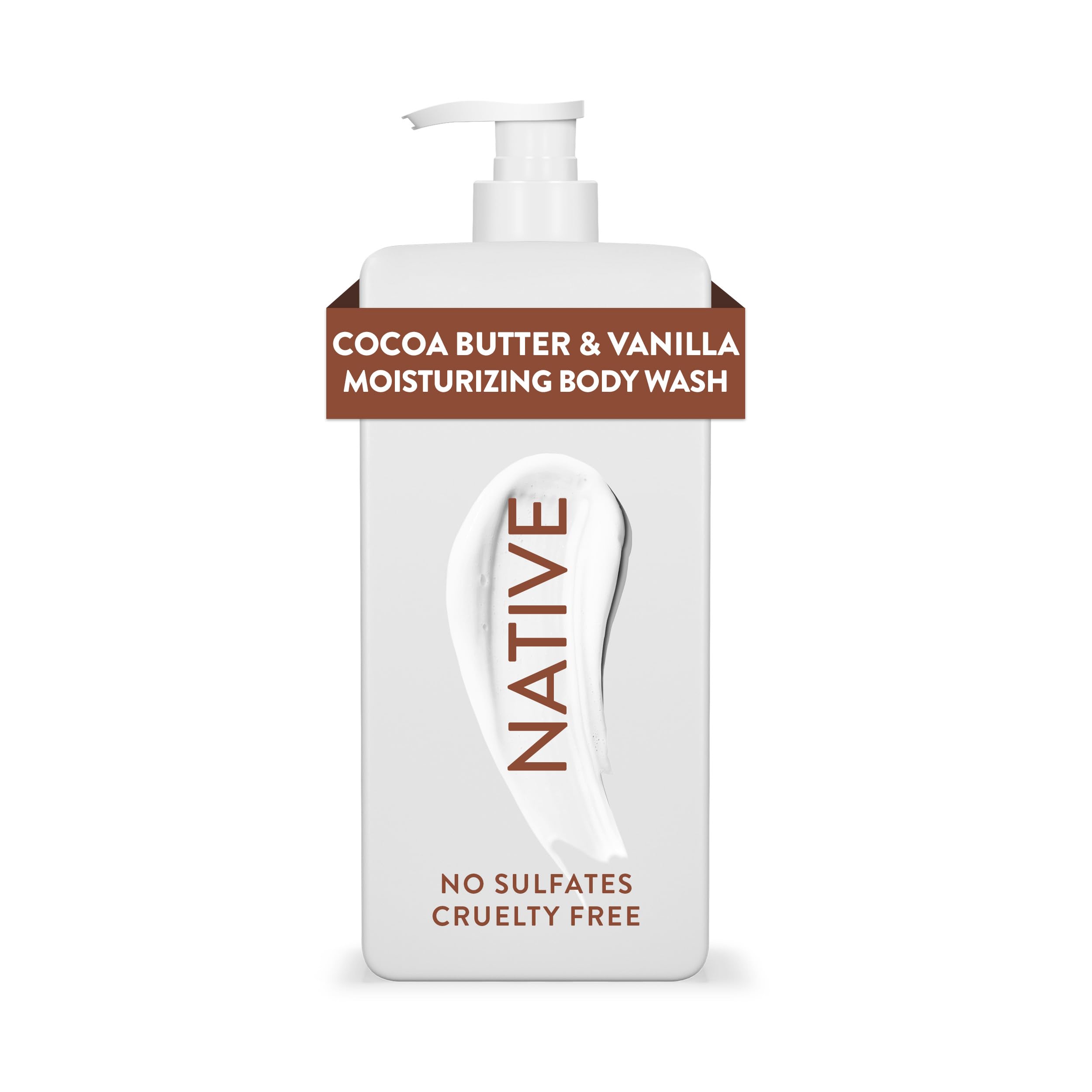 Native Moisturizing Body Wash for Women & Men, Sulfate, Paraben, & Dye Free Leaving Skin Soft & Hydrated | Cocoa Butter