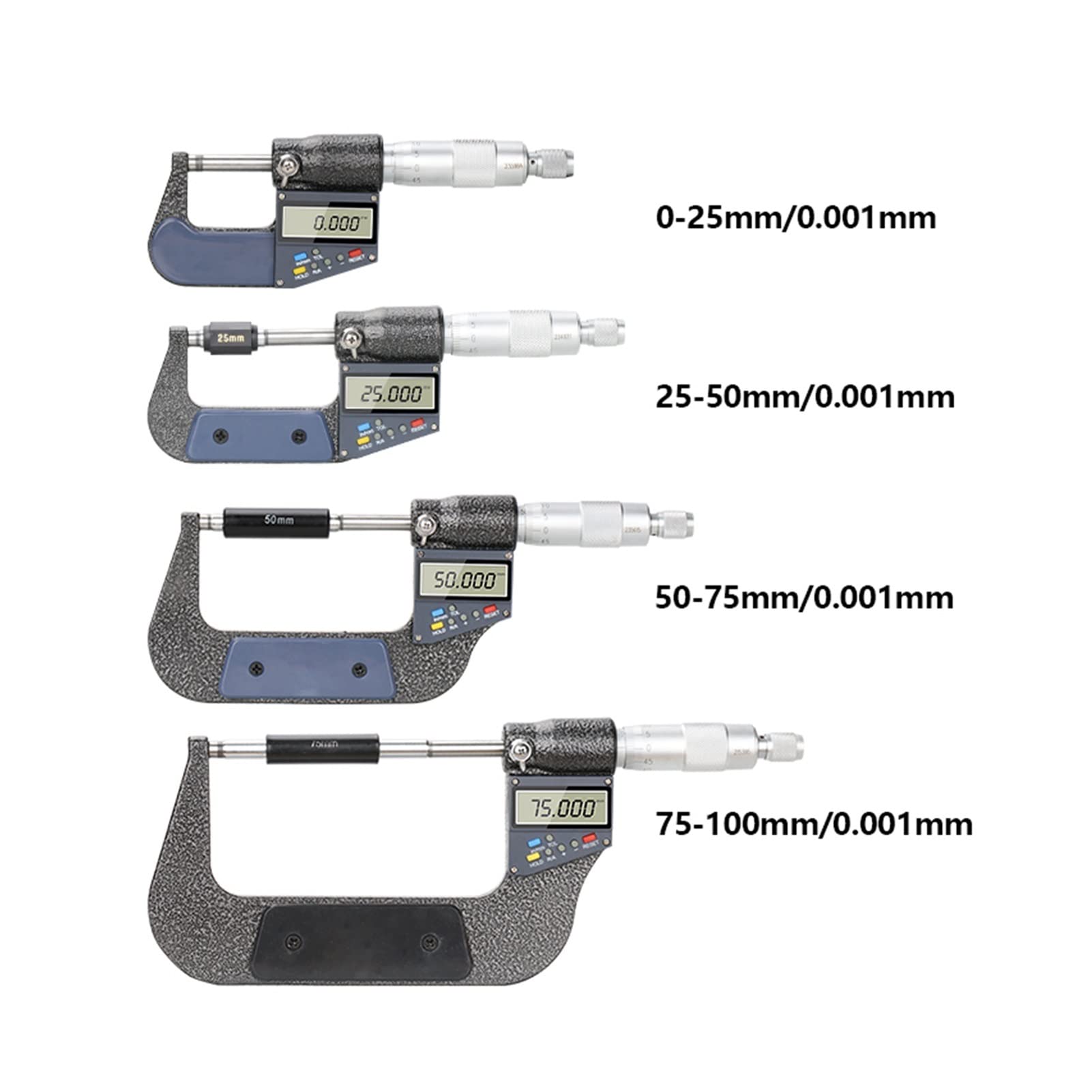 Dokładność mikrometrów 0.001mm 0-25/50/75 100mm Mikrometr zewnętrzny Elektroniczny Cyfrowy Caliper Miernik Narzędzie,Wysoka precyzja(0-25mm)