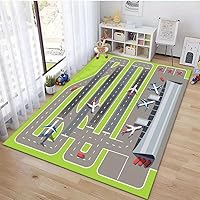 Luyemci Airport Area Rugs, 60x110cm, Aircraft Takeoff Runway Entrance Rug, Cozy Durable Breathable Floor Mats, Absorbent Machine Washable Easy Clean Carpet for Boy Room Girls Room Office