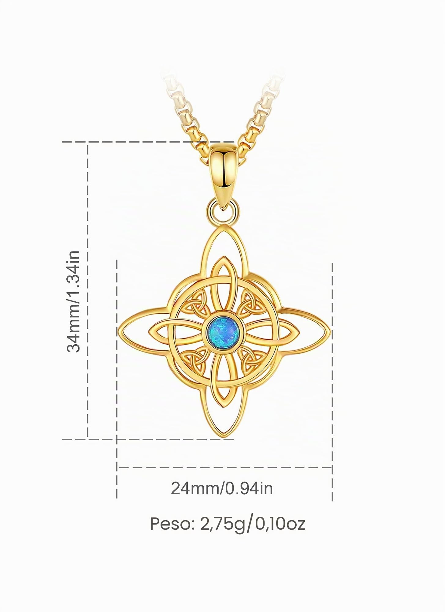 CELESTIA Nudo de Brujas, Collar Proteccion Colgante Nudo de Bruja Amuleto Plata de ley 925 Joyeria Brujeria Buena Suerte Regalo para Mujer