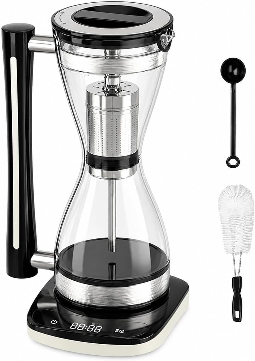 Cafetera eléctrica de sifón, jarra de vidrio de 240 ml, control de 3 velocidades.