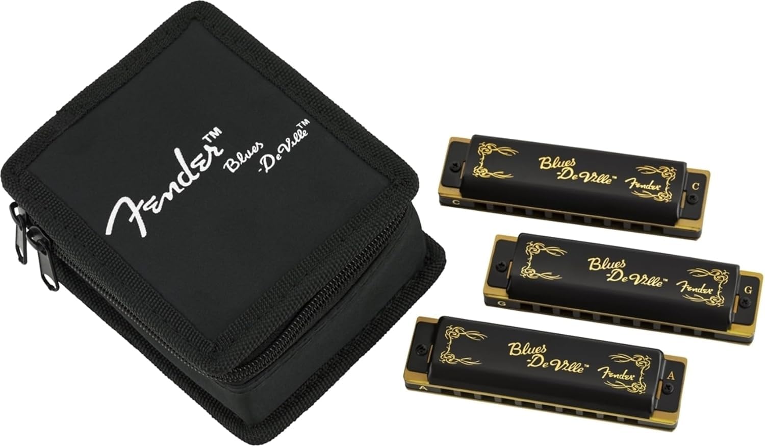 Fender© Blues DeVille Harmonicas - 3-Pack - Incl. Case