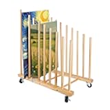 Art Storage Rack, Art Canvas Storage, 9 Section Wooden Painting Drying Rack Display Stand for Frames, Drawing Board, Canvas, Printed Matters Suitable for Studio, Gallery, Artwork Exhibition