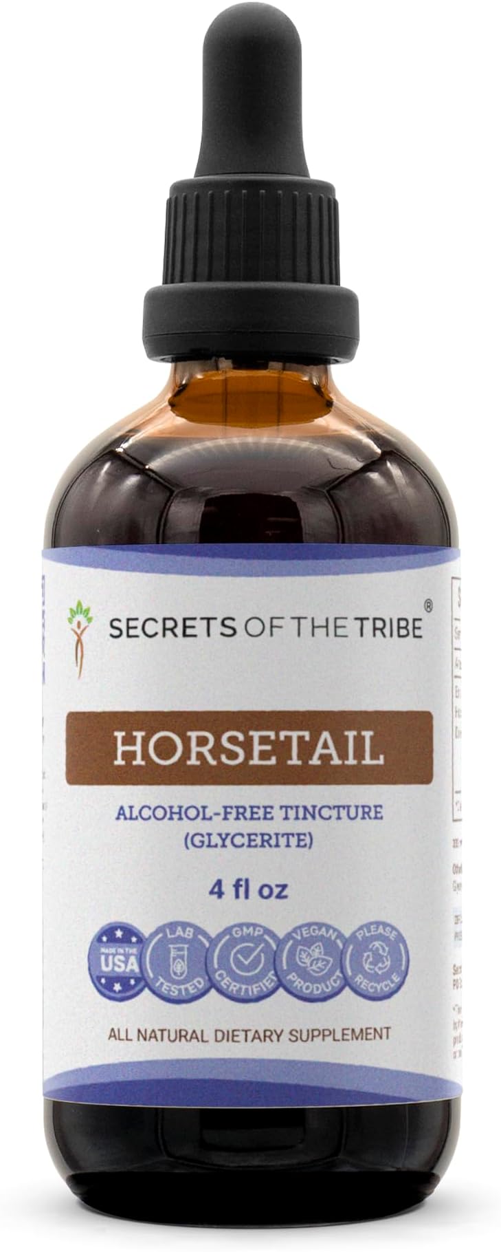 Secrets of the Tribe Horsetail Tincture Alcohol-Free Extract, Horsetail (Equisetum arvense) Dried Herb 4 OZ