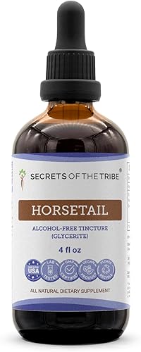 Secrets of the Tribe Tintura de cola de caballo Extracto sin alcohol, cola de caballo (Equisetum arvense) Hierba seca 4 oz