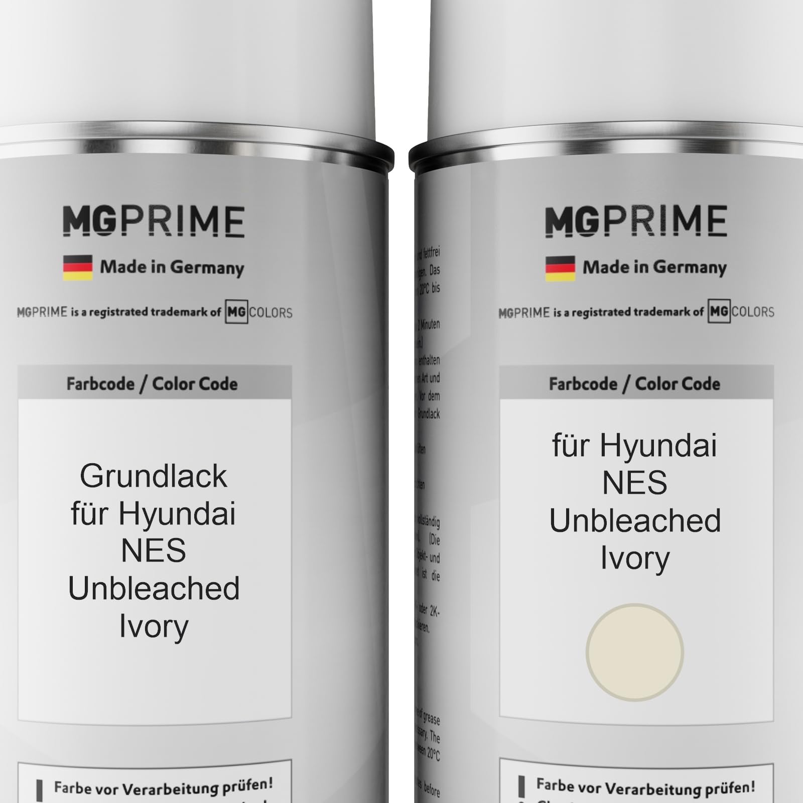 MG PRIME Vernice per auto Bombolette per Hyundai NES Unbleached Ivory +2K | Kit vernice di fondo + base + trasparente 2K, bombolette spray 400ml