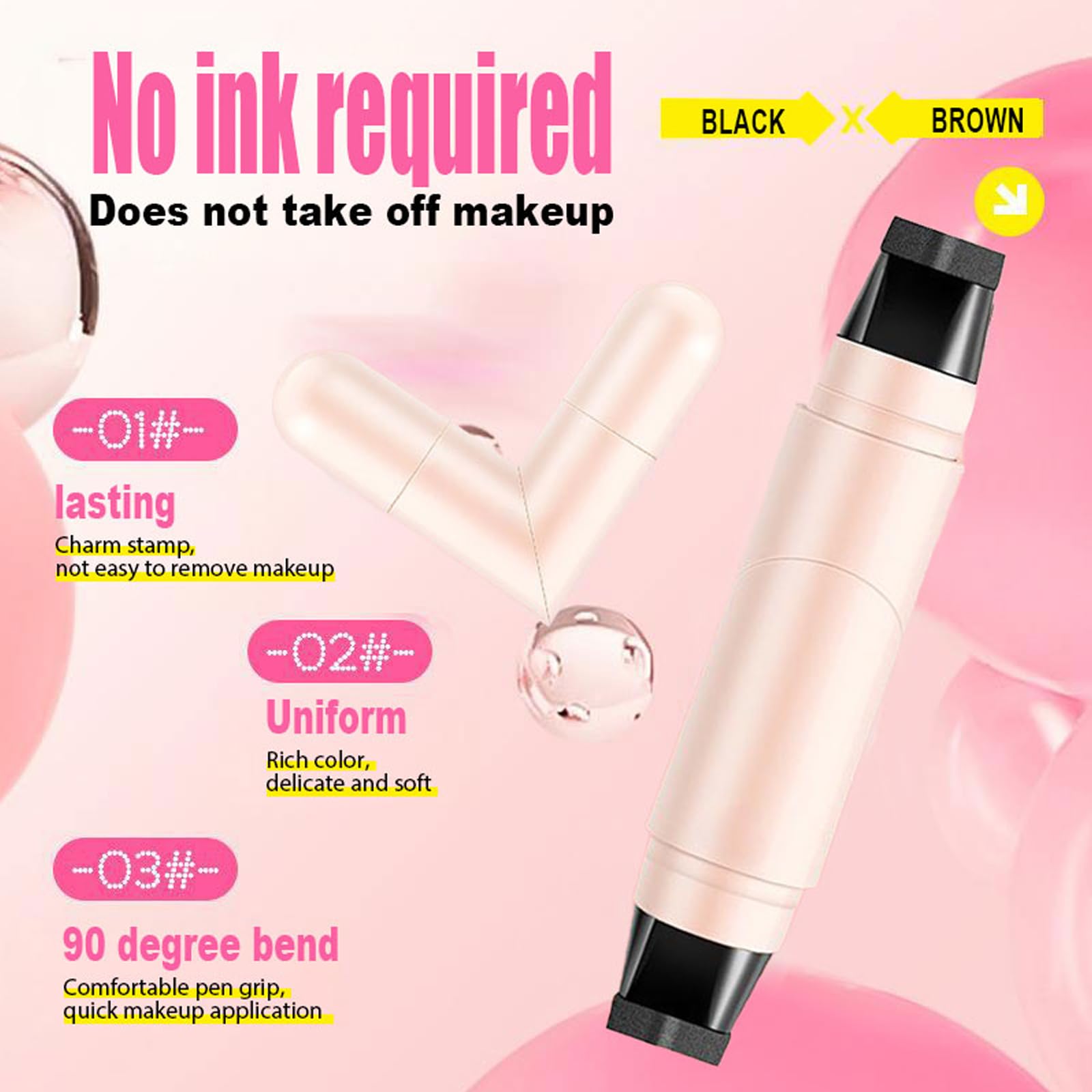 2 szt. Podwójna głowica do oczu, obracająca się linia do oczu pieczęć, wodoodporny czarny eyeliner, naturalny długotrwały brązowy eyeliner dla kobiet makijaż oczu