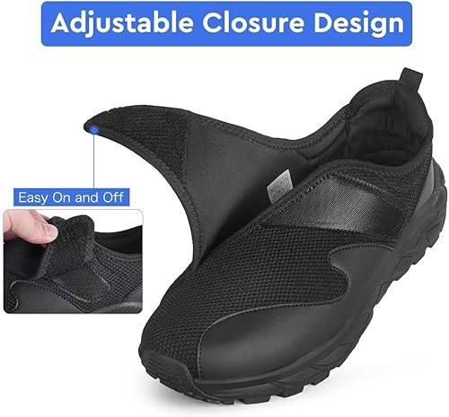 Miniatura 5 de TEOHRW Men Diabetic Shoes Wide Width Shoes with Adjustable Closure for Swollen Feet Non-Slip Air Cushion Bottom Sneakers