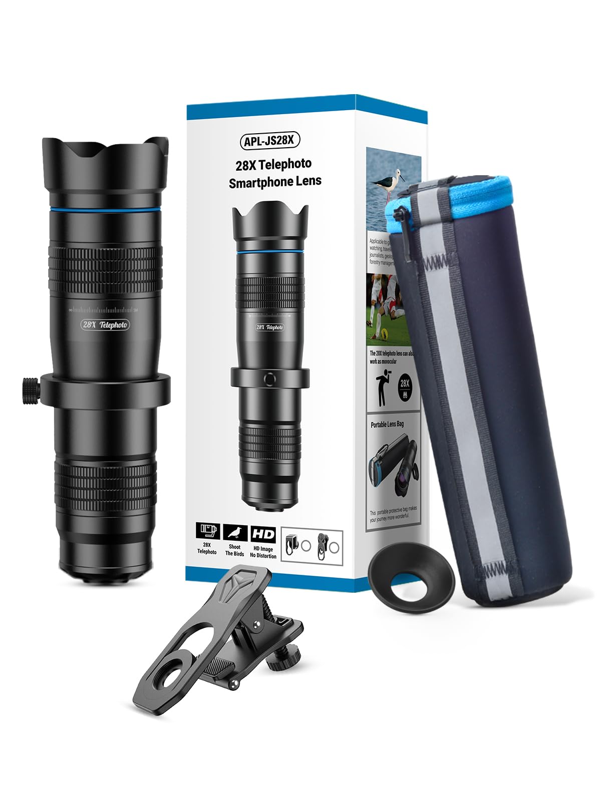 Apexel teleobiettivo per smartphone,obiettivo per smartphone ad alta potenza 28x HD Funziona con iPhone Samsung Pixel Android Qualsiasi smartphone