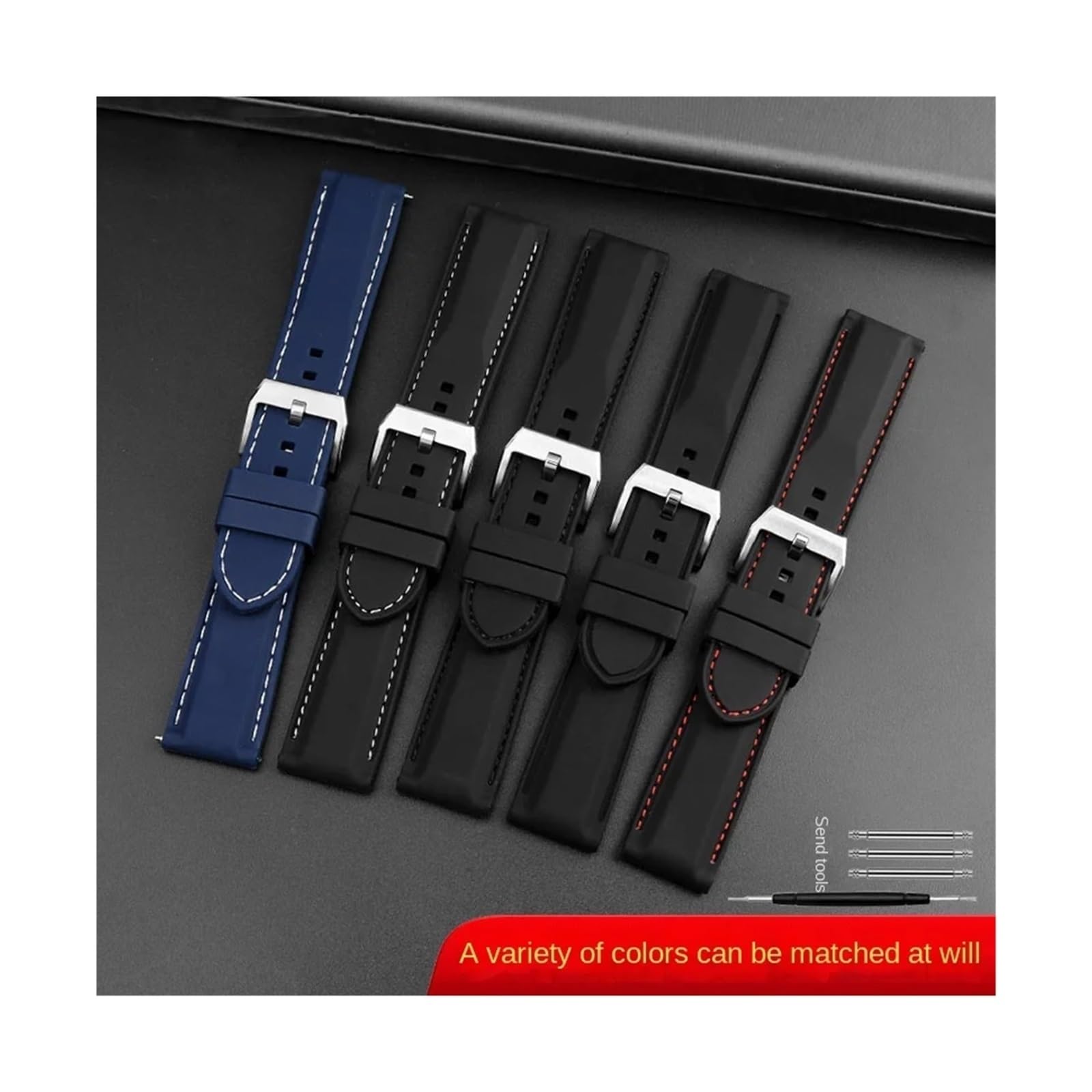 Ajustement pour Les Hommes Silicone Watchband 20 mm 22 mm Strape DE MONTRATION MELLEMENT ARRÉEMENT
