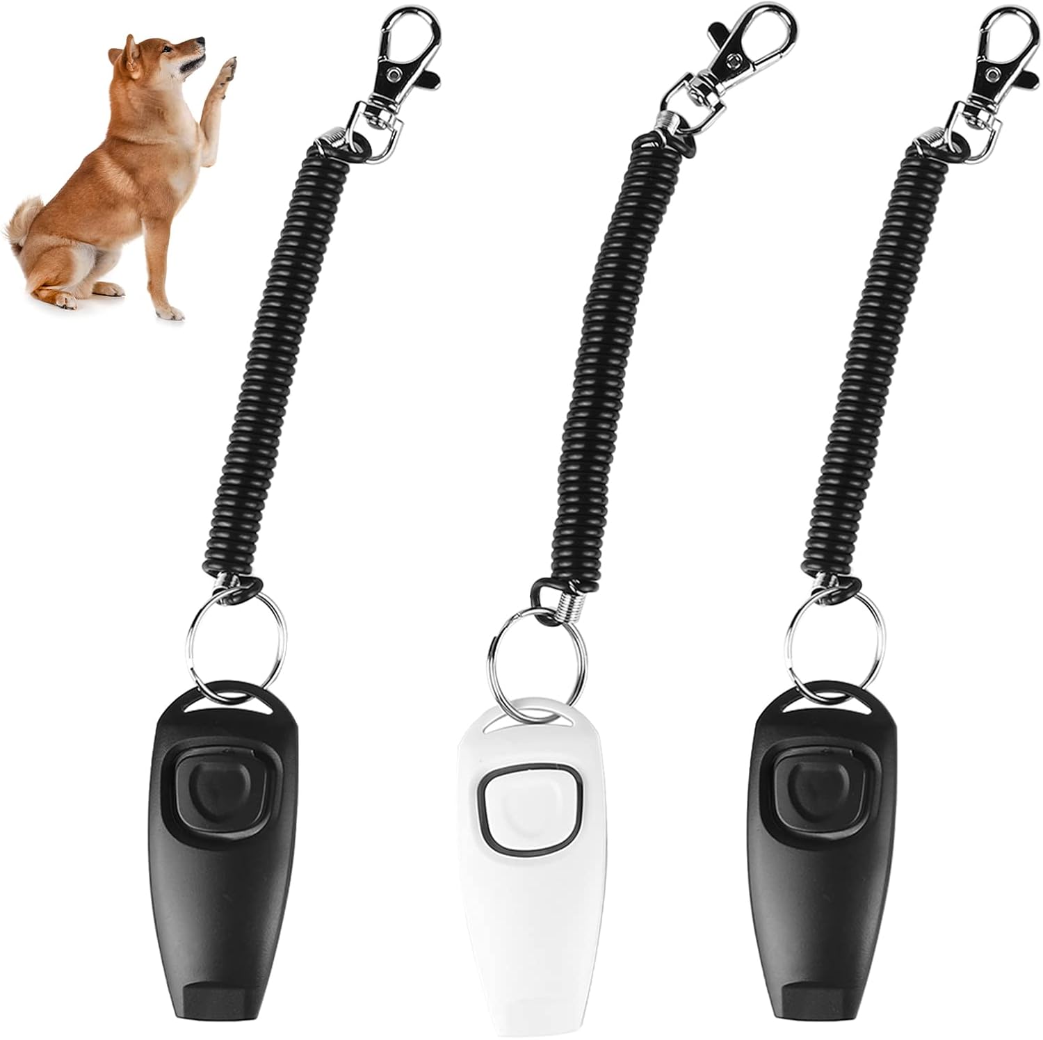 Silbato para perros 2 en 1 para perros Nizirioo 3 unidades silbato para perros con clic, clicker perro de alta frecuencia ayuda educativa, silbato para perros según amplia gama de entrenamiento